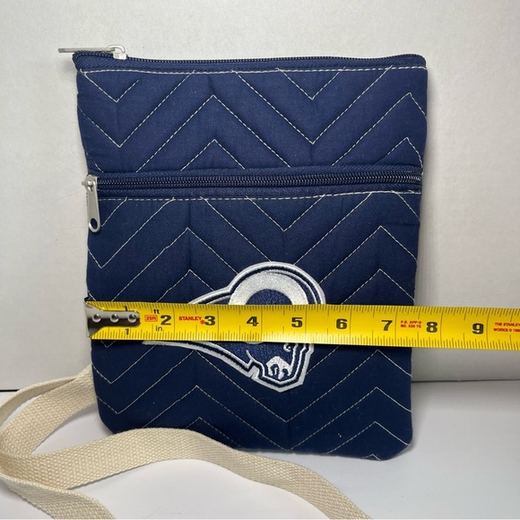 LOS ANGELES RAMS CHEVRON STITCH CROSS BODY PURSE BAG QUILTED BLUE WHITE - Picture 8 of 10